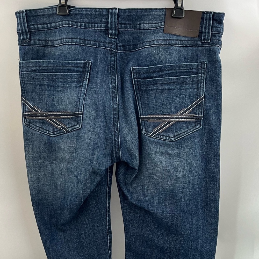 TK Axel Men's 38 x 32 Slim‎ Boot Dark Wash Denim Blue Jeans - Picture 4 of 5